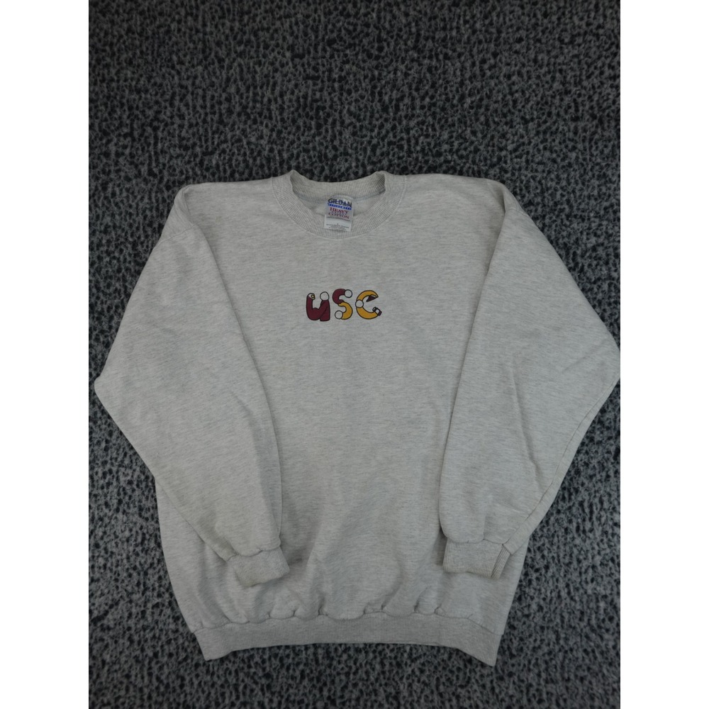 Gildan USC Sweatshirt Mens Large Grey‎ Good Vintage Embroidered Collegiate Crew